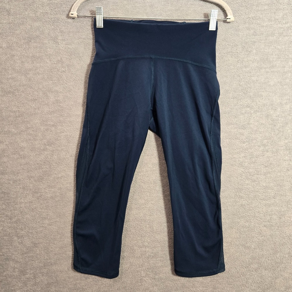 Lululemon Women Activewear Pants 6 Blue Train Time Crop‎ Leggings 18 in Inseam